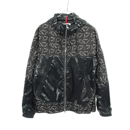 GIDAYU ロゴプリント フード付き ナイロンジャケット ブラック モンクレール アウター MONCLER