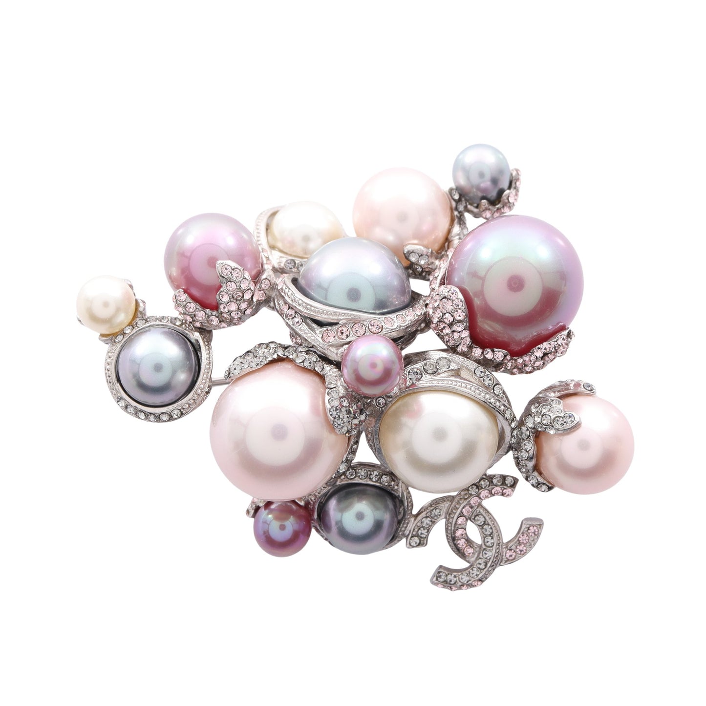 ココマーク 13P ブローチ フェイクパール ラインストーン シルバー ライトブルー ライトピンク シャネル アクセサリー CHANEL