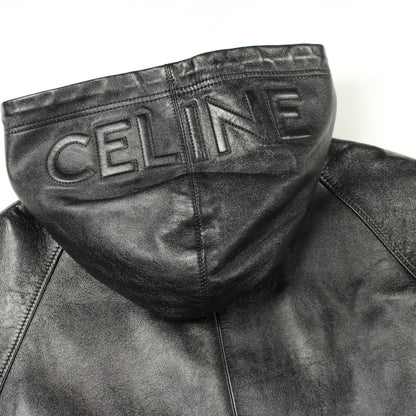 フード付 レザージャケット ラムスキン ブラック セリーヌ アウター CELINE