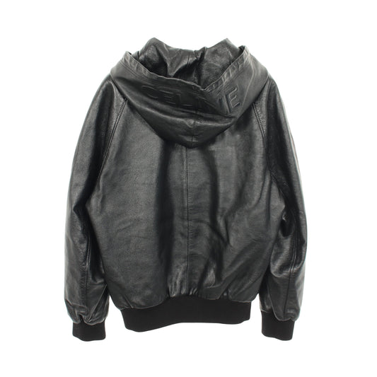 フード付 レザージャケット ラムスキン ブラック セリーヌ