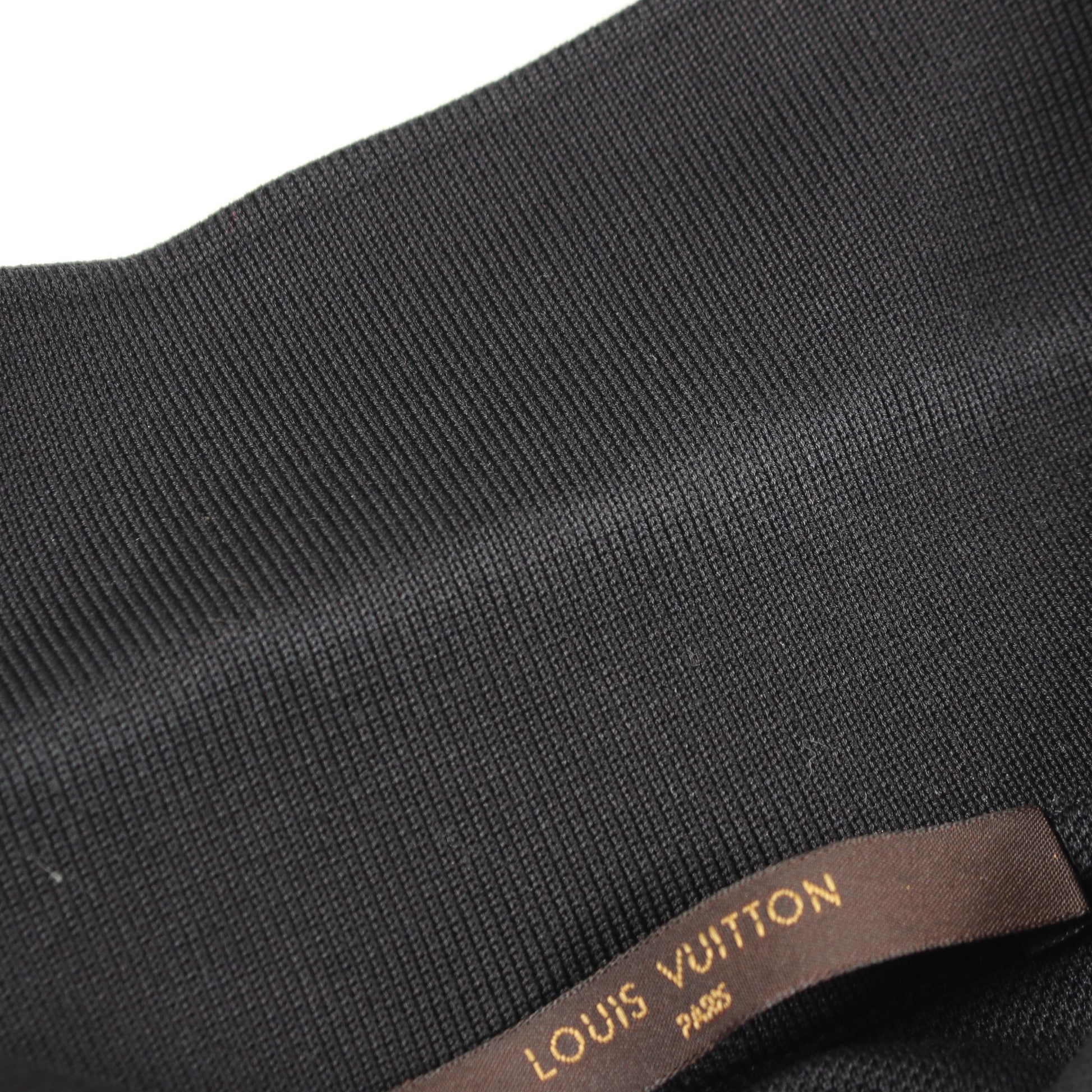 ロゴ刺繍 ダミエ 半袖 ポロシャツ コットン ブラック ルイヴィトン トップス LOUIS VUITTON