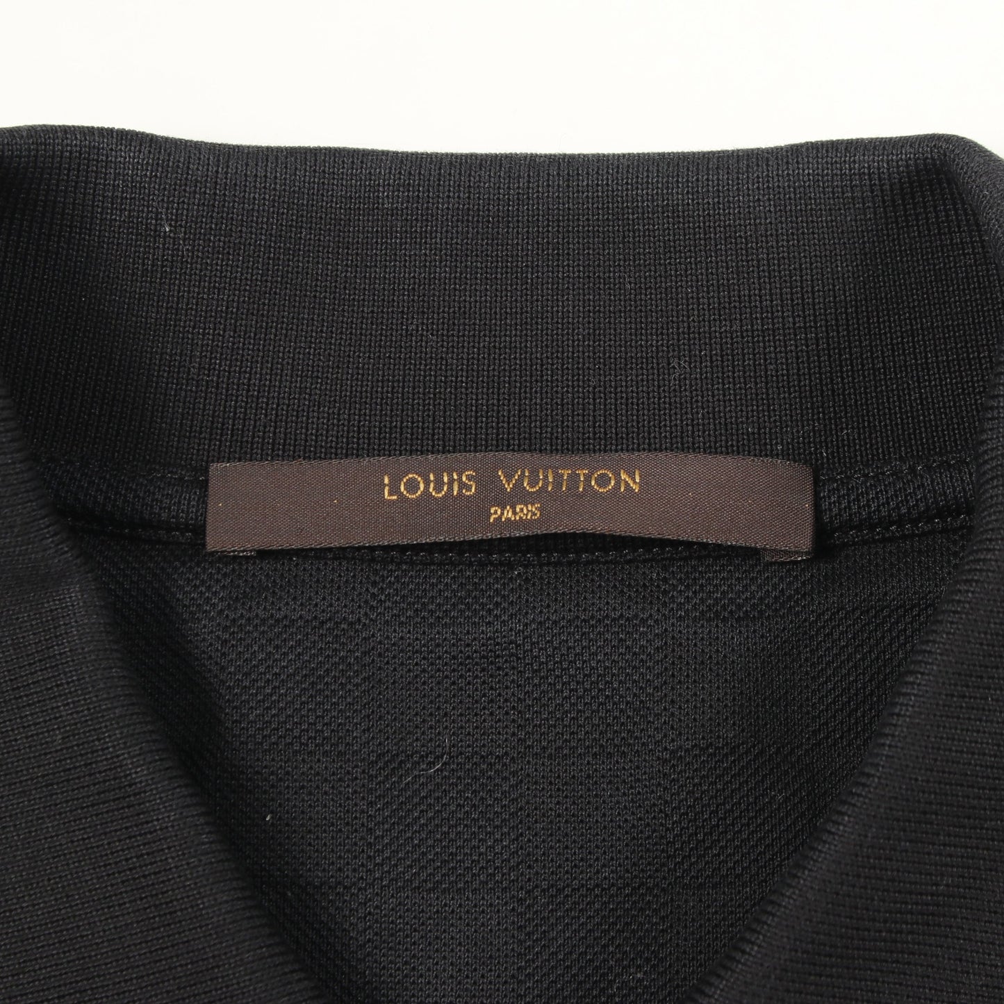 ロゴ刺繍 ダミエ 半袖 ポロシャツ コットン ブラック ルイヴィトン トップス LOUIS VUITTON