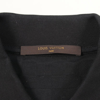 ロゴ刺繍 ダミエ 半袖 ポロシャツ コットン ブラック ルイヴィトン トップス LOUIS VUITTON