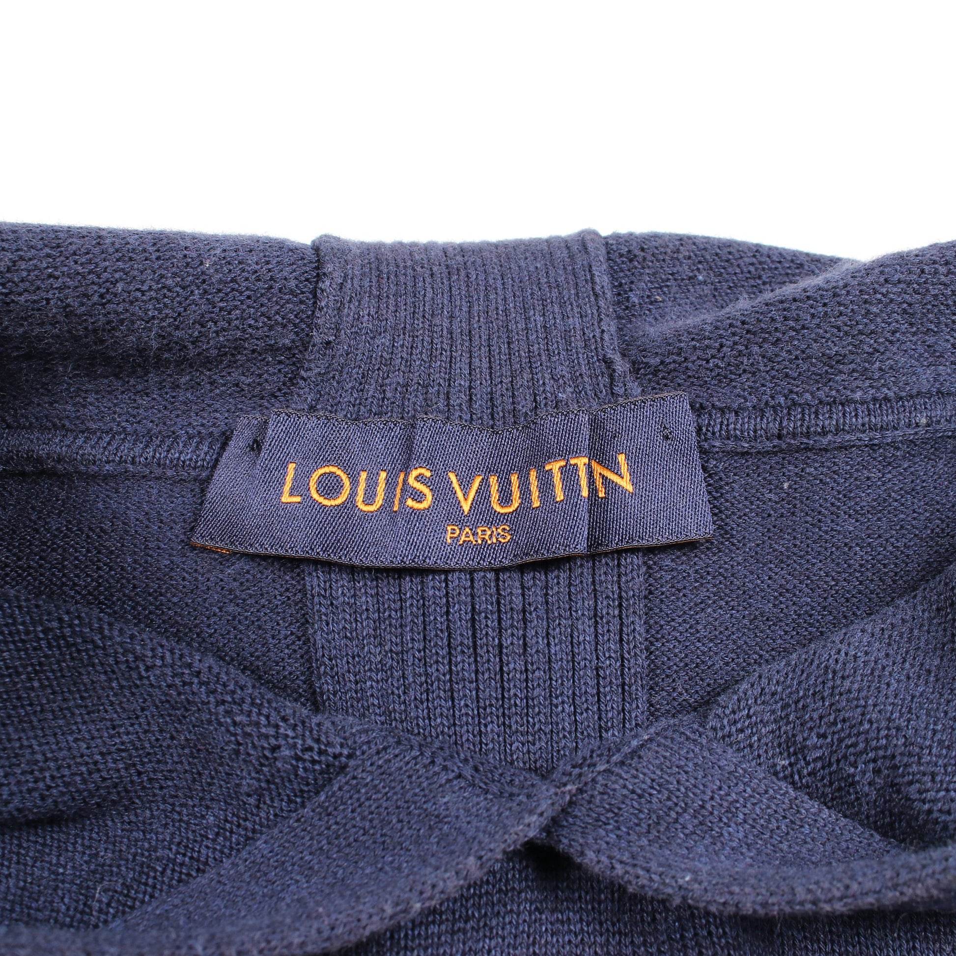 LVサークルロゴ ニット プルオーバーパーカー コットン ネイビー ルイヴィトン トップス LOUIS VUITTON