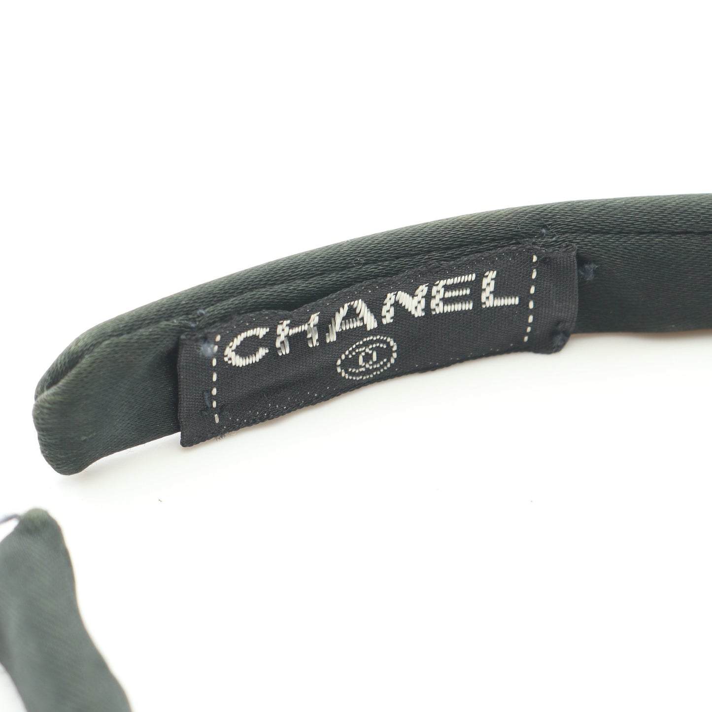 リボン カチューシャ サテン ブラック ダークグリーン シャネル アクセサリー CHANEL
