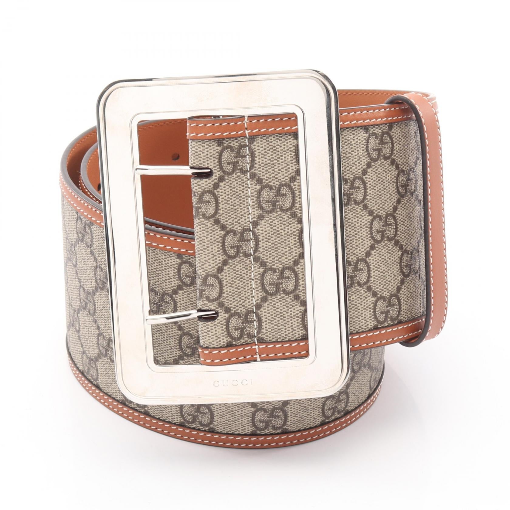 GUCCI グッチ PVC GGスプリーム キングスネーク レザー ベージュ GGスプリーム ベルト PVC レザー ベージュ ブラウン グッチ – RECLO