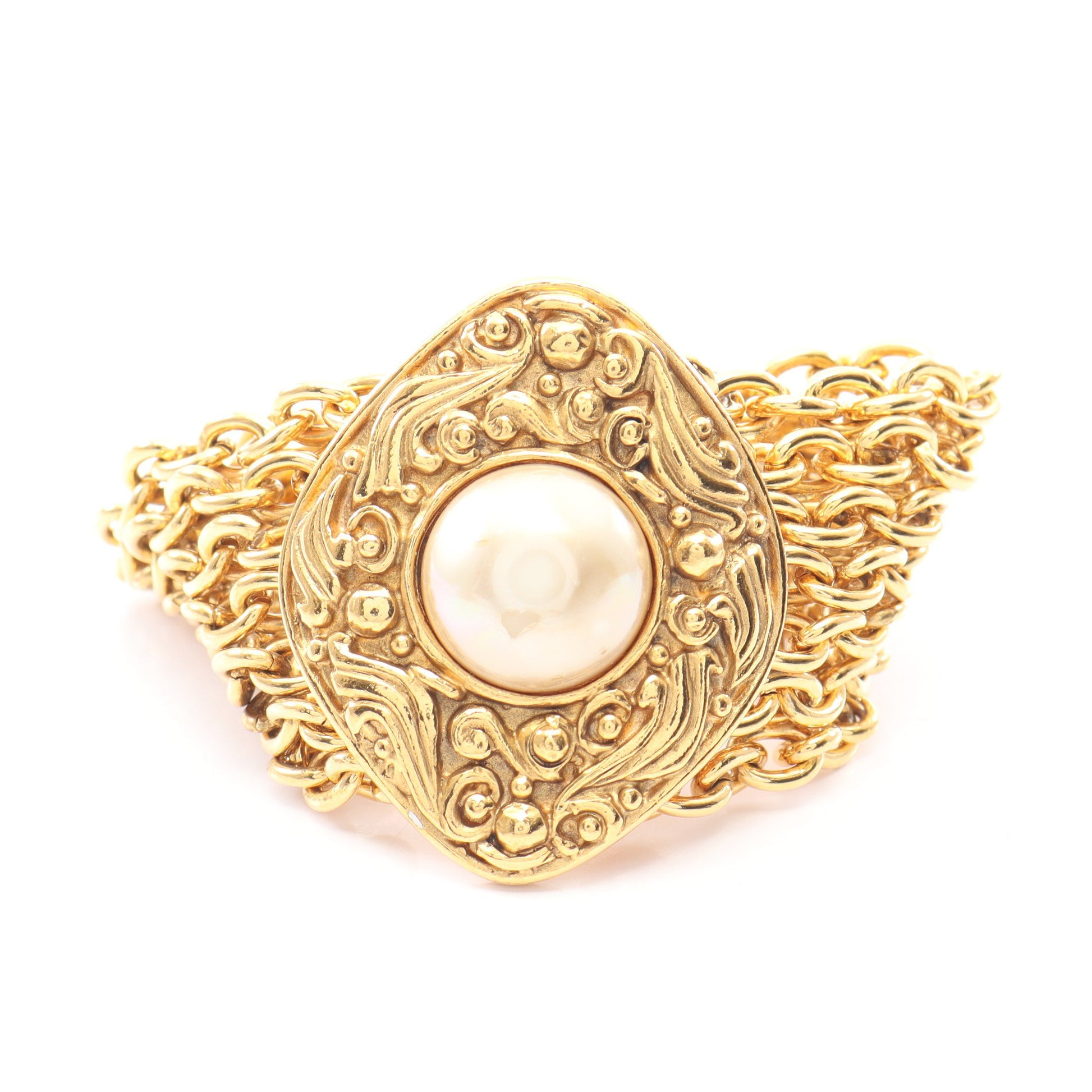 ブレスレット GP フェイクパール ゴールド オフホワイト ヴィンテージ シャネル アクセサリー CHANEL