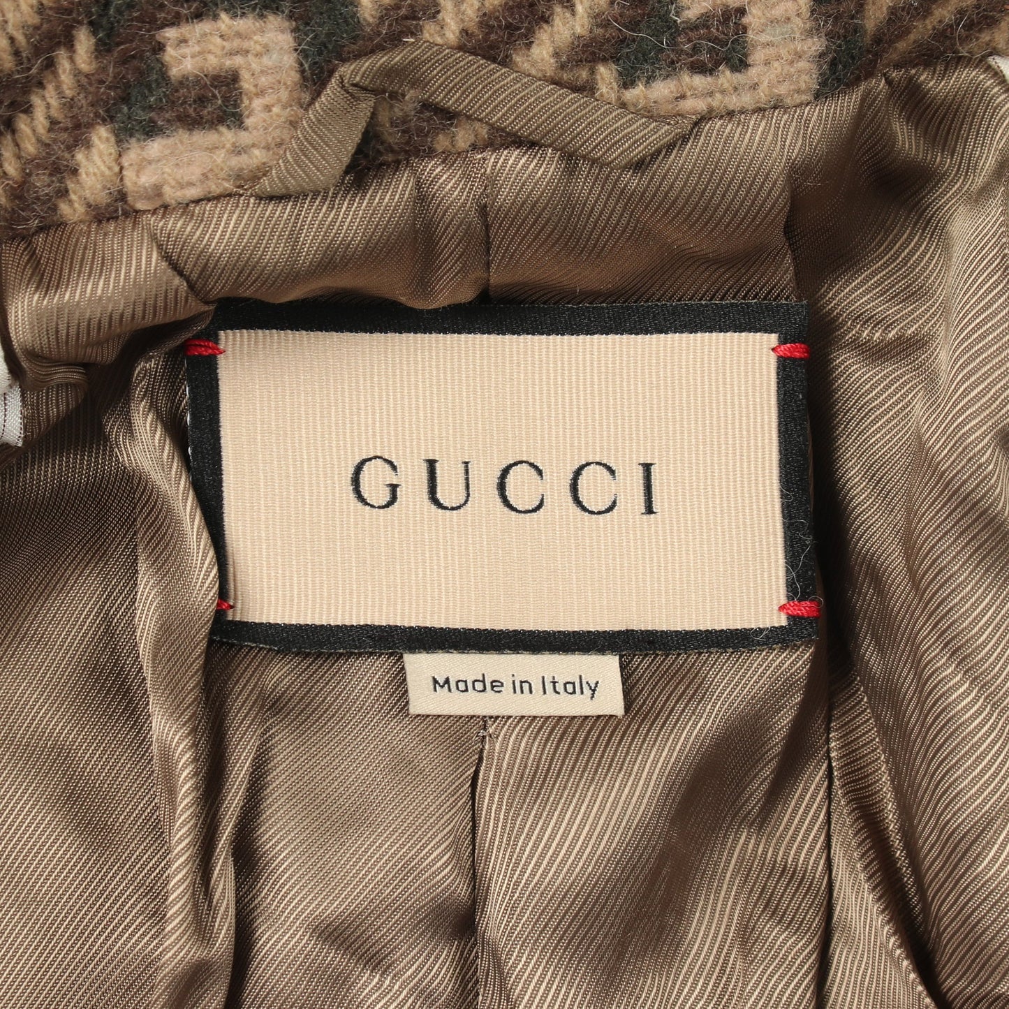 GGジャガード コート ウール ベージュ ブラウン グッチ アウター GUCCI