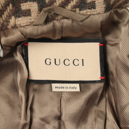 GGジャガード コート ウール ベージュ ブラウン グッチ アウター GUCCI