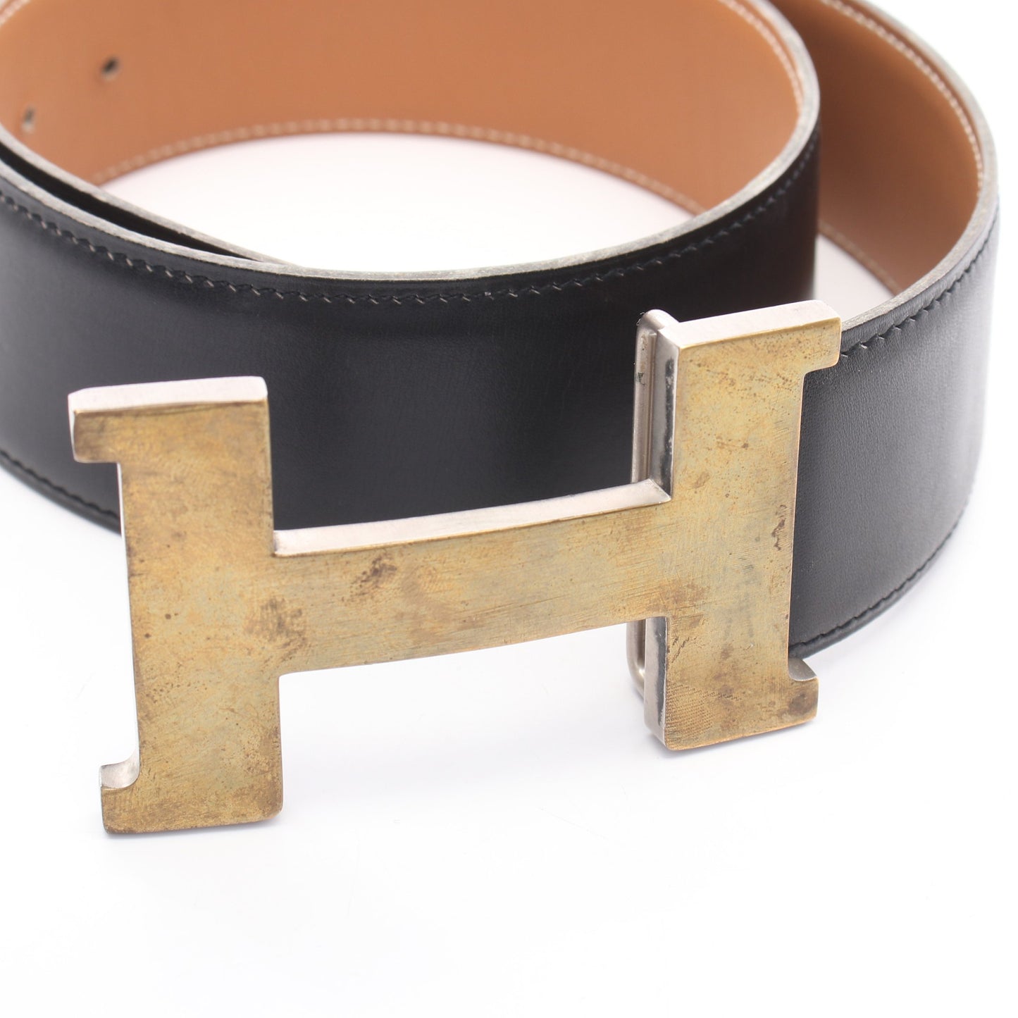 コンスタンス Hベルト ベルト ボックスカーフ ブラック ゴールド金具 □C刻印 エルメス 財布・小物 HERMES