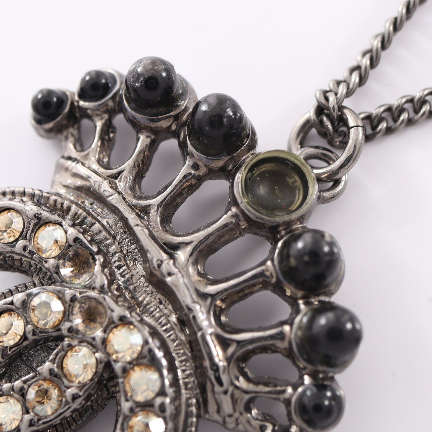 ココマーク ネックレス ラインストーン シルバー ブラック ライトイエロー 08C シャネル アクセサリー CHANEL