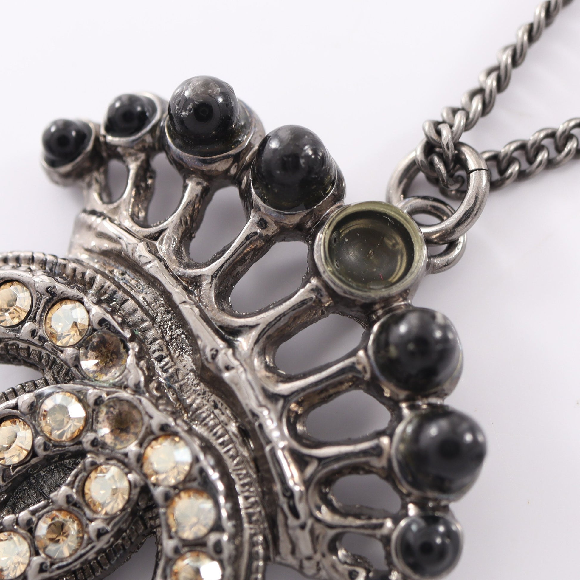 ココマーク ネックレス ラインストーン シルバー ブラック ライトイエロー 08C シャネル アクセサリー CHANEL