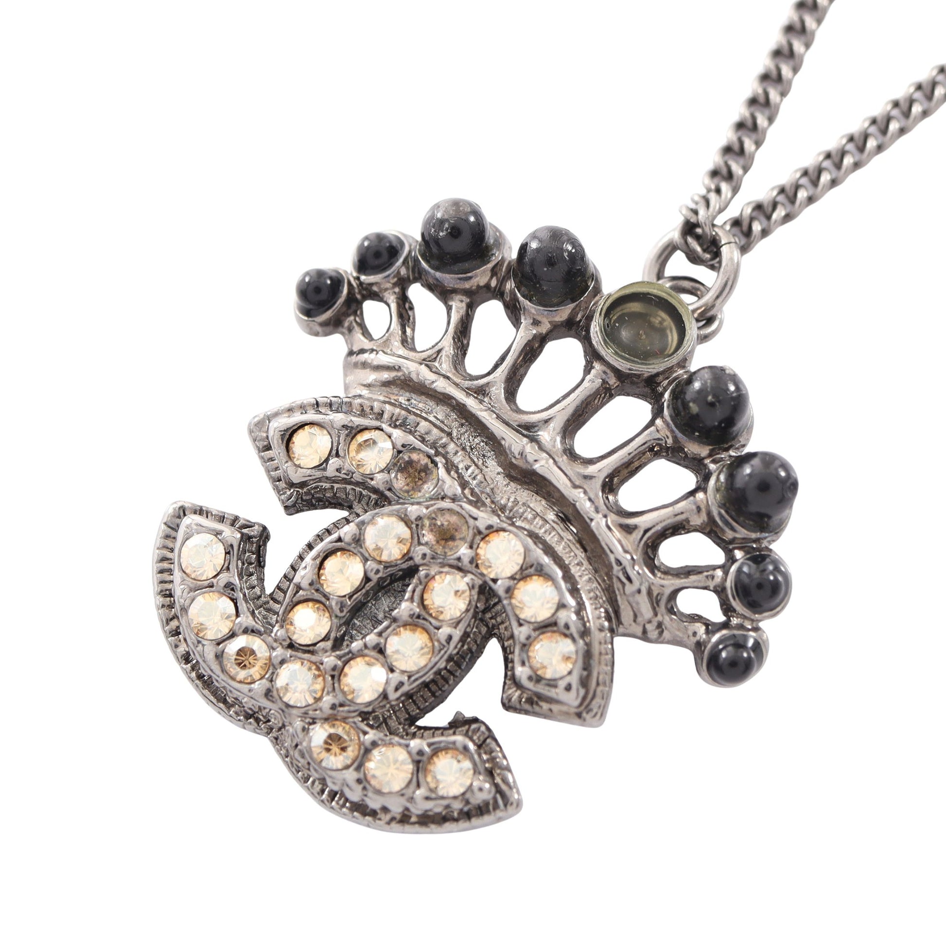 ココマーク ネックレス ラインストーン シルバー ブラック ライトイエロー 08C シャネル アクセサリー CHANEL
