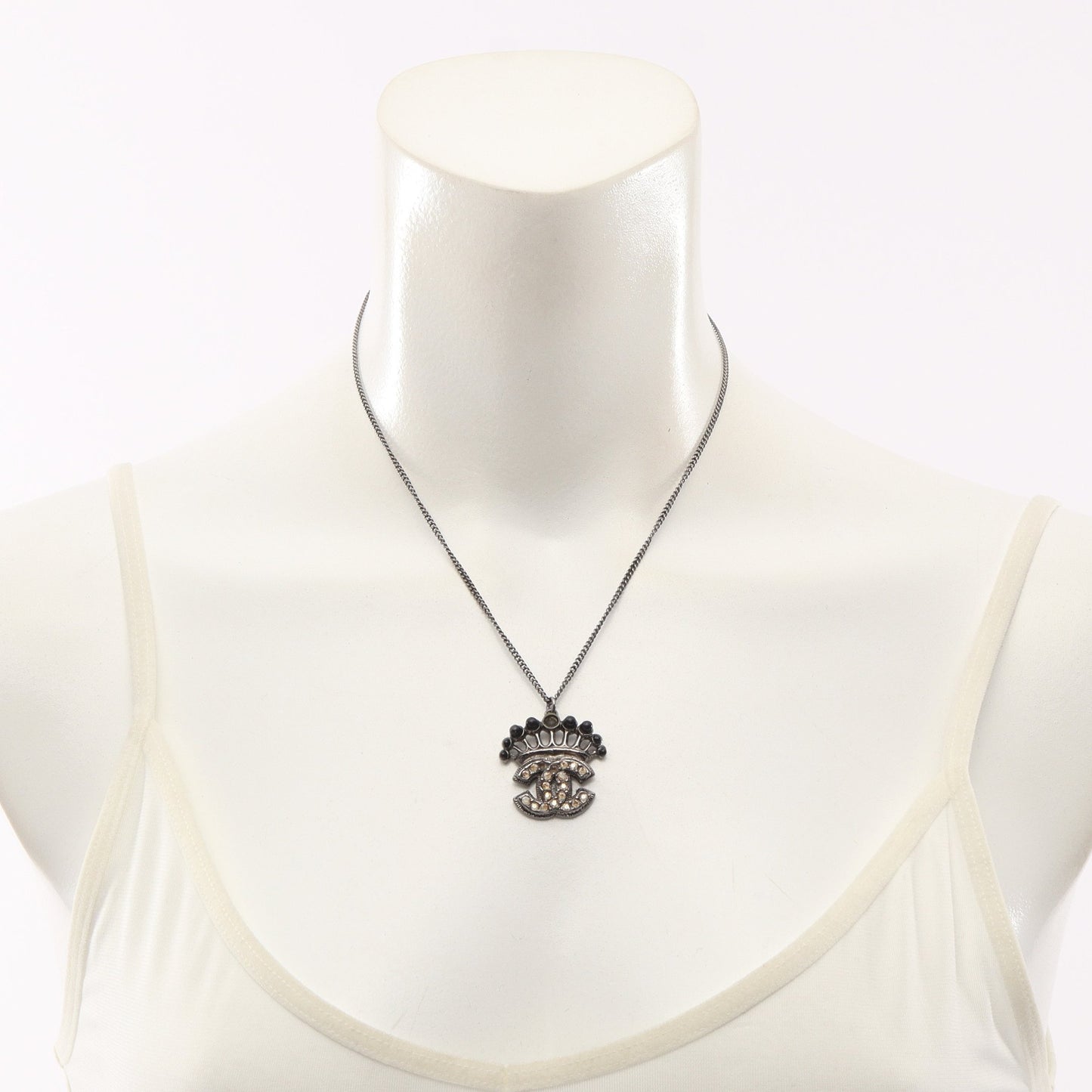 ココマーク ネックレス ラインストーン シルバー ブラック ライトイエロー 08C シャネル アクセサリー CHANEL