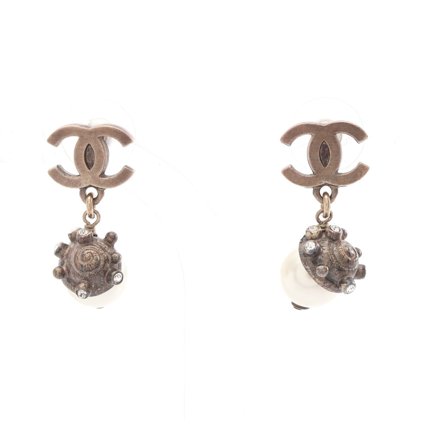 ココマーク ピアス GP フェイクパール ラインストーン ゴールド オフホワイト 05C シャネル アクセサリー CHANEL