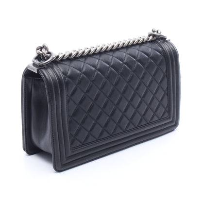 ボーイシャネル チェーンショルダーバッグ レザー ブラック シルバー金具 シャネル バッグ CHANEL