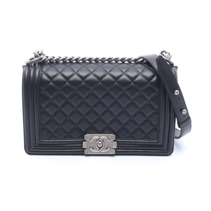 ボーイシャネル チェーンショルダーバッグ レザー ブラック シルバー金具 シャネル バッグ CHANEL
