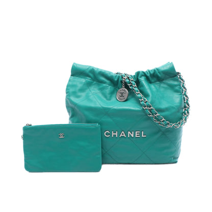 マトラッセ シャネル22 スモール チェーンショルダーバッグ レザー グリーン シルバー金具 シャネル バッグ CHANEL