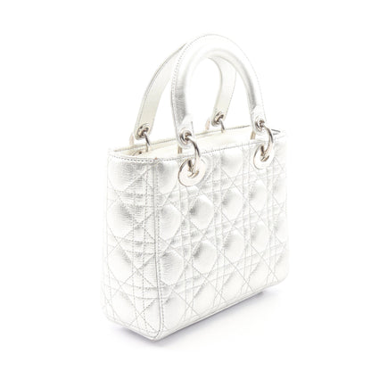 LADY DIOR MY ABCDIOR レディディオール スモール カナージュ 2WAY ハンドバッグ レザー シルバー クリスチャンディオール バッグ Christian Dior