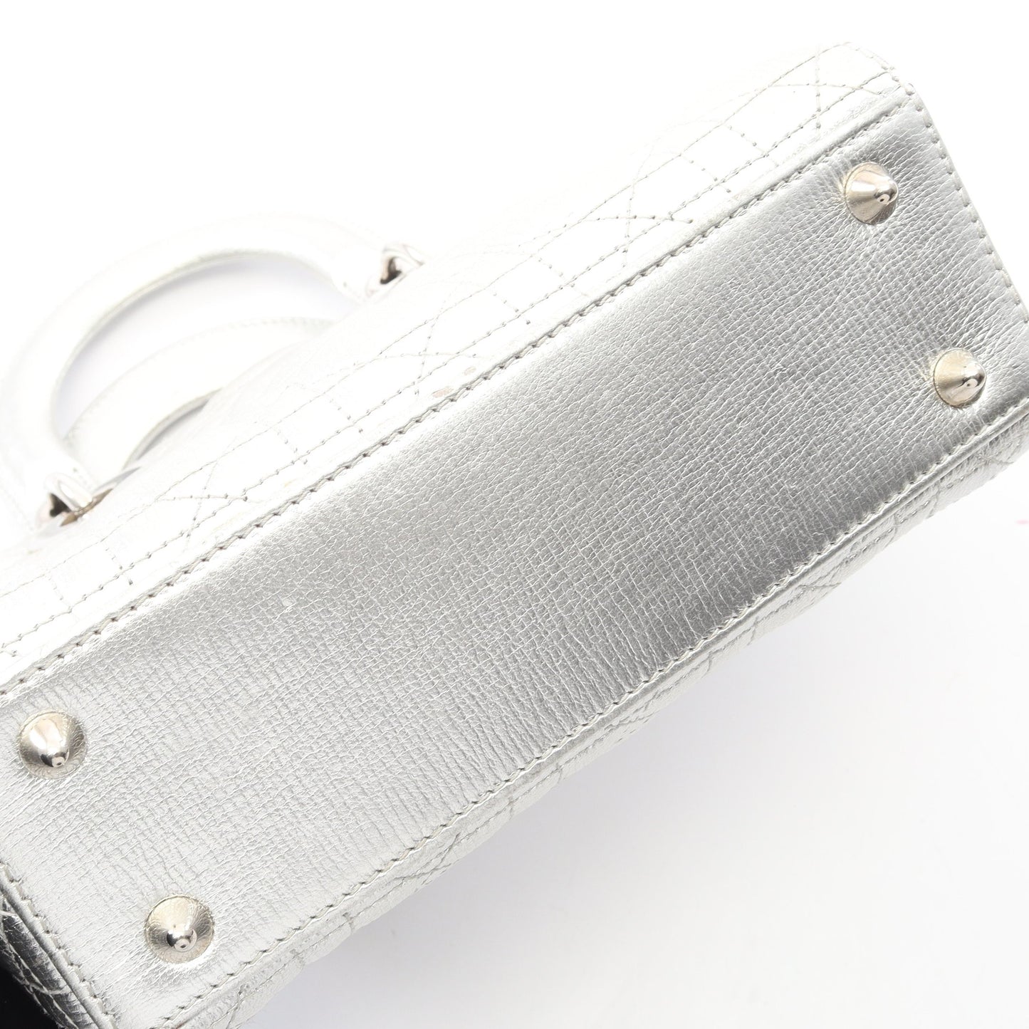 LADY DIOR MY ABCDIOR レディディオール スモール カナージュ 2WAY ハンドバッグ レザー シルバー クリスチャンディオール バッグ Christian Dior