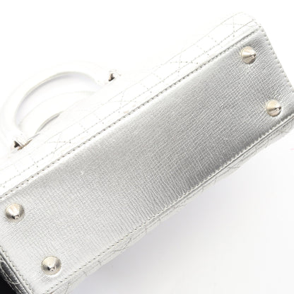 LADY DIOR MY ABCDIOR レディディオール スモール カナージュ 2WAY ハンドバッグ レザー シルバー クリスチャンディオール バッグ Christian Dior