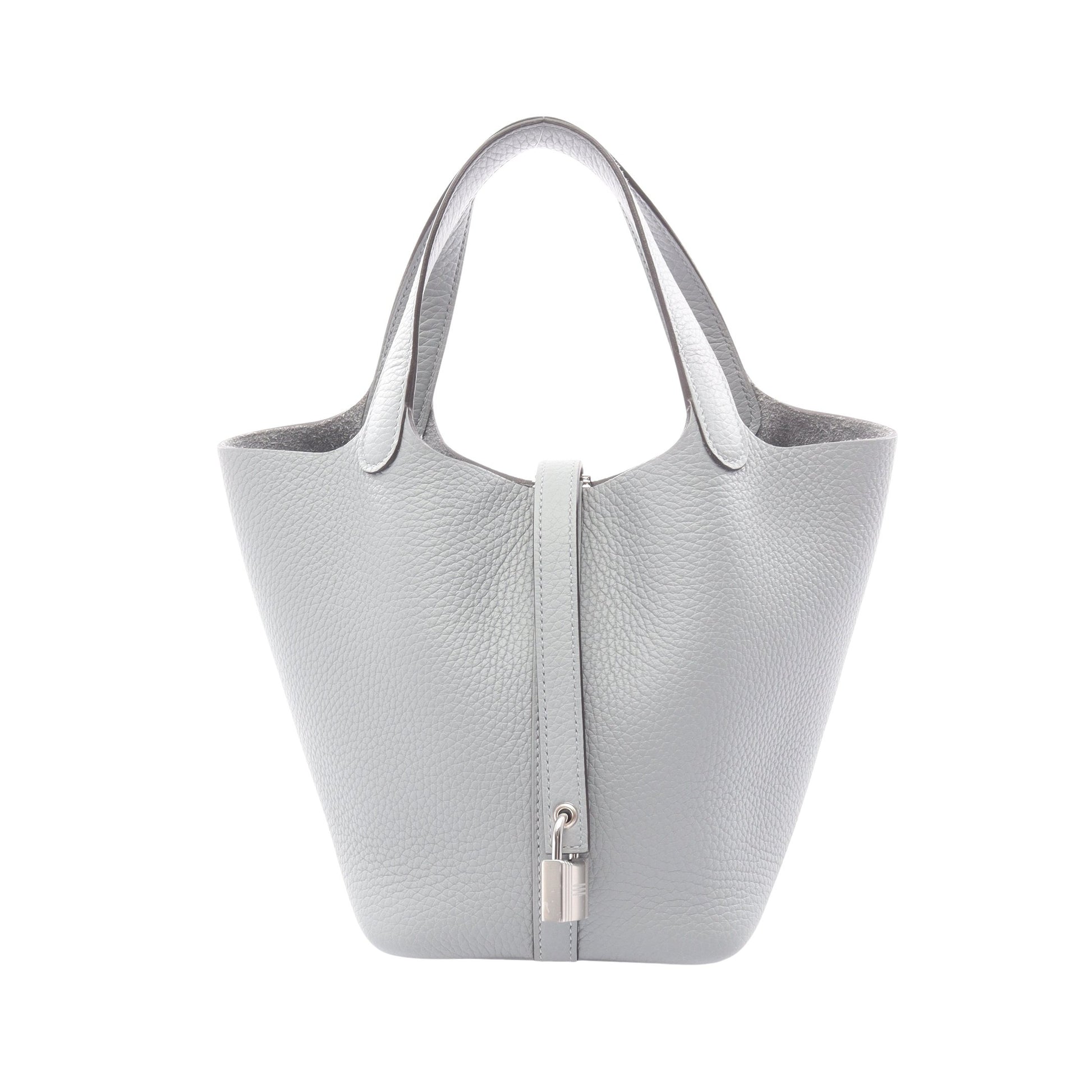 ピコタンロックPM ブルーグラシエ ハンドバッグ トリヨンクレマンス ブルーグレー シルバー金具 K刻印 エルメス バッグ HERMES