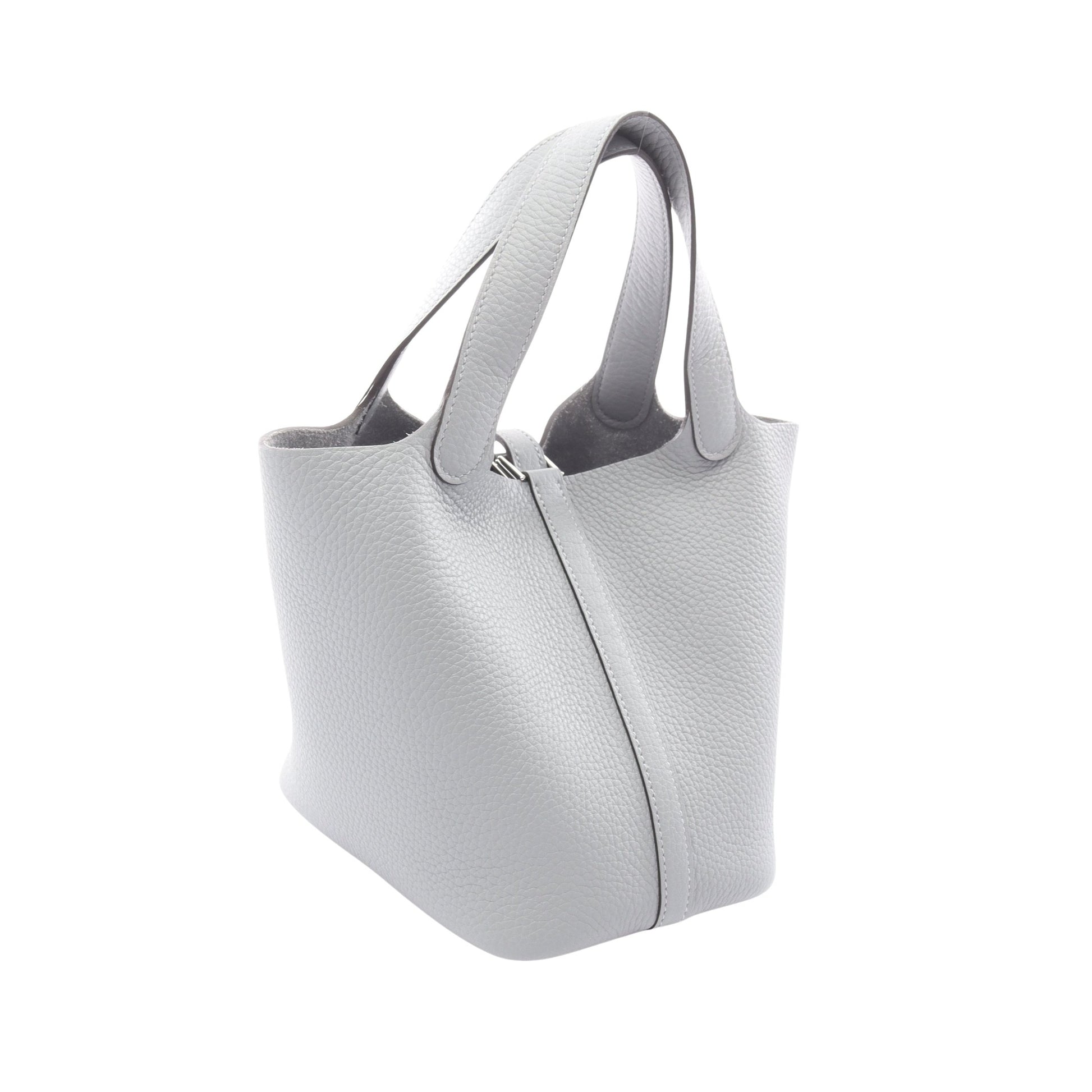 ピコタンロックPM ブルーグラシエ ハンドバッグ トリヨンクレマンス ブルーグレー シルバー金具 K刻印 エルメス バッグ HERMES