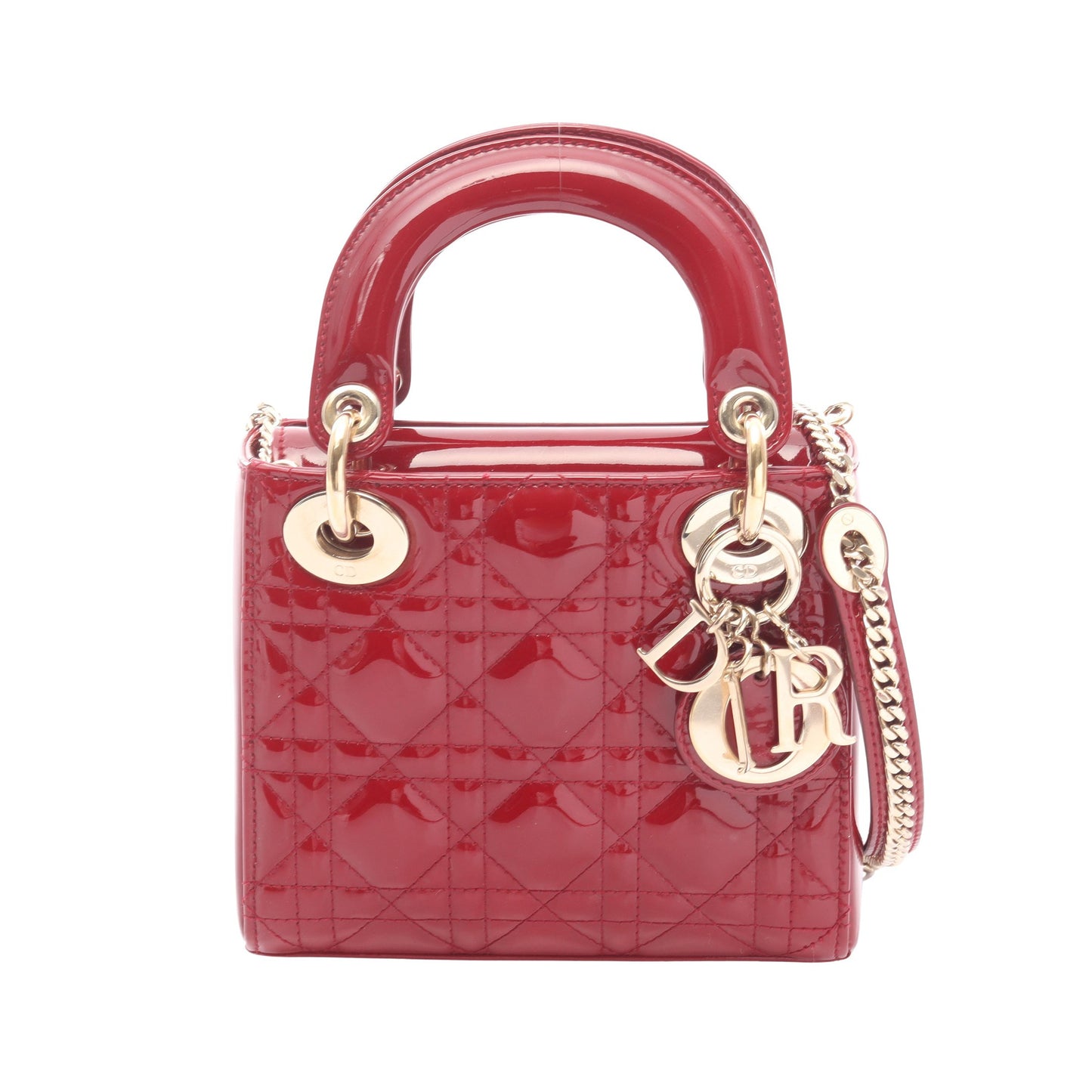 レディディオール ミニ カナージュ 2WAY ハンドバッグ エナメルレザー レッド クリスチャンディオール バッグ Christian Dior