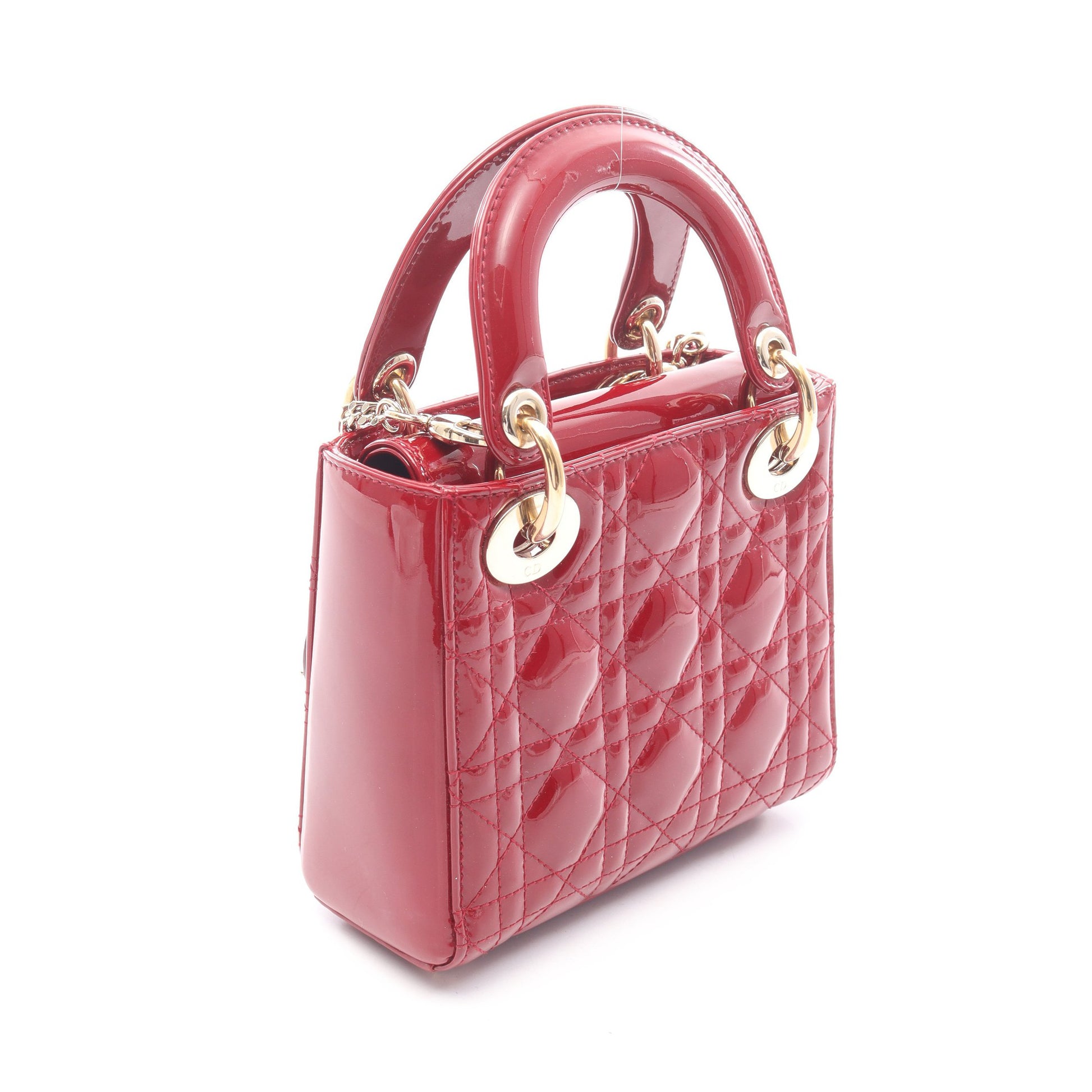 レディディオール ミニ カナージュ 2WAY ハンドバッグ エナメルレザー レッド クリスチャンディオール バッグ Christian Dior