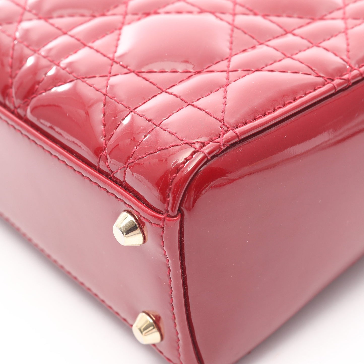レディディオール ミニ カナージュ 2WAY ハンドバッグ エナメルレザー レッド クリスチャンディオール バッグ Christian Dior