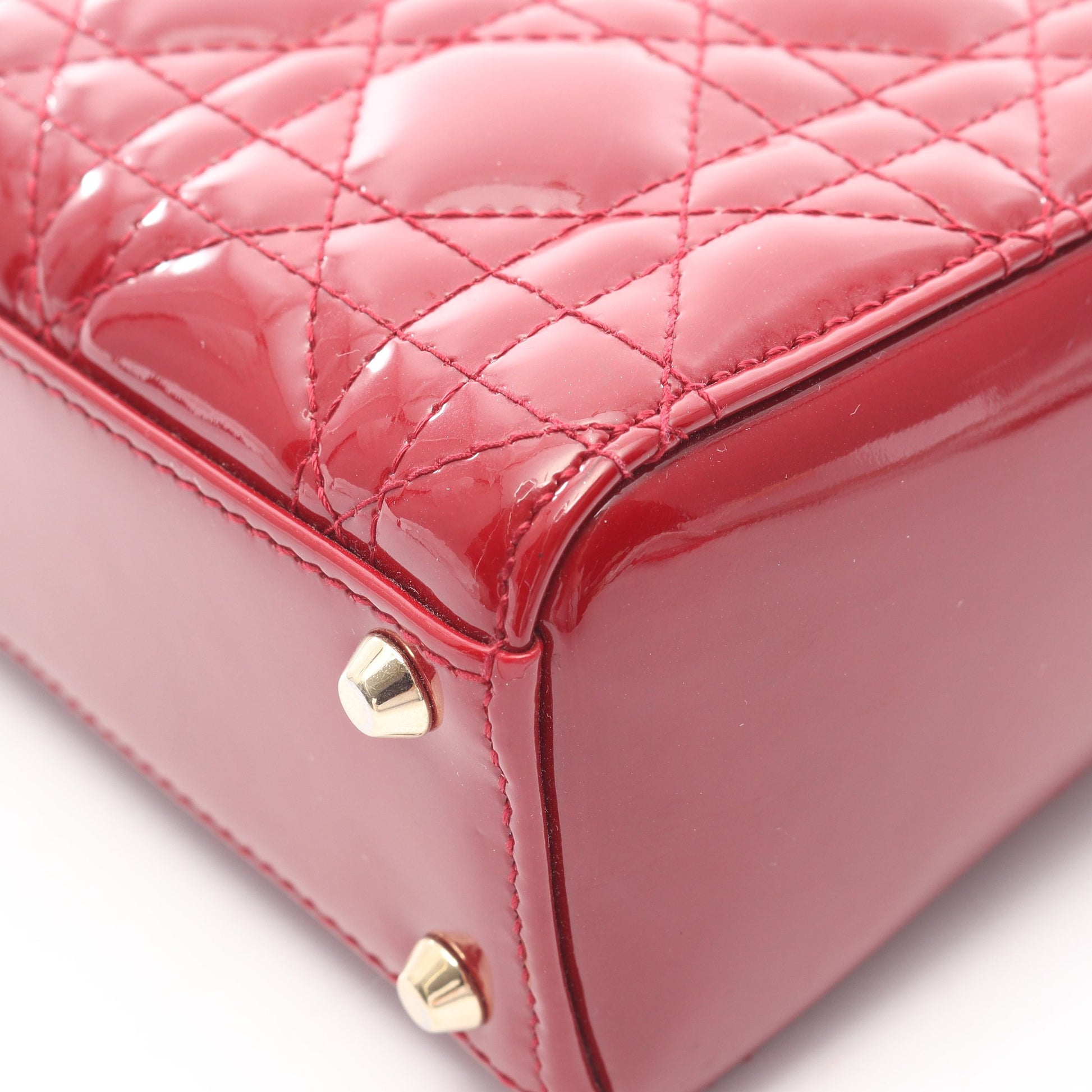 レディディオール ミニ カナージュ 2WAY ハンドバッグ エナメルレザー レッド クリスチャンディオール バッグ Christian Dior