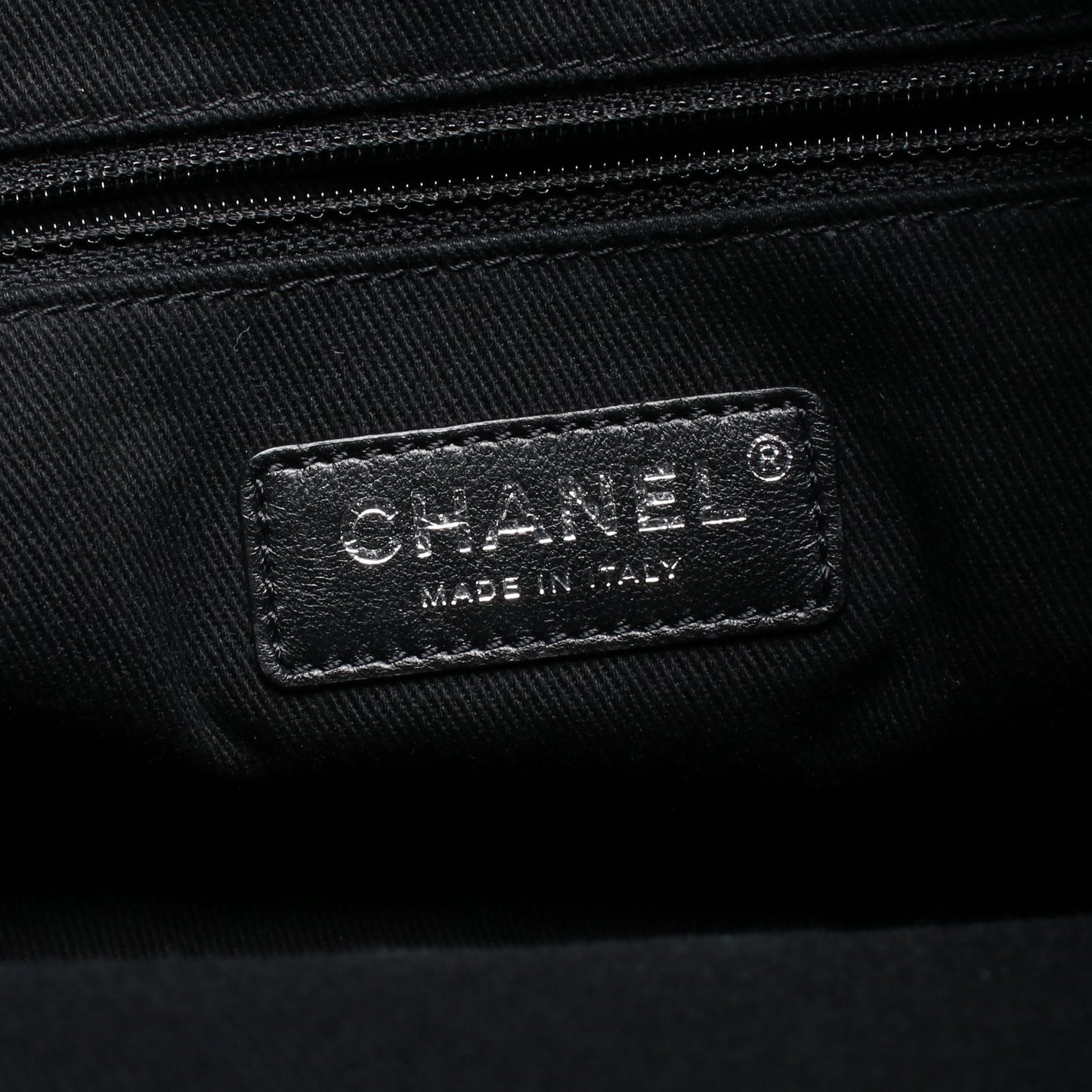 ドーヴィル 巾着 チェーンショルダーバッグ キャンバス レザー ブラック シルバー金具 シャネル バッグ CHANEL