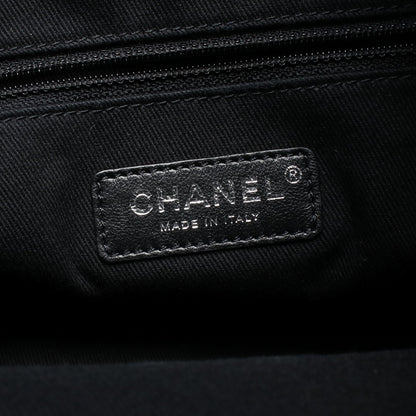 ドーヴィル 巾着 チェーンショルダーバッグ キャンバス レザー ブラック シルバー金具 シャネル バッグ CHANEL