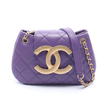 マトラッセ スモール メッセンジャー チェーンショルダーバッグ ラムスキン パープル ゴールド金具 シャネル バッグ CHANEL