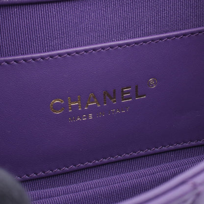 マトラッセ スモール メッセンジャー チェーンショルダーバッグ ラムスキン パープル ゴールド金具 シャネル バッグ CHANEL