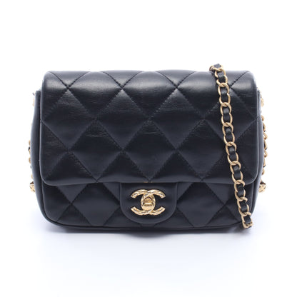 マトラッセ スモール チェーンショルダーバッグ レザー ブラック ゴールド金具 シャネル バッグ CHANEL
