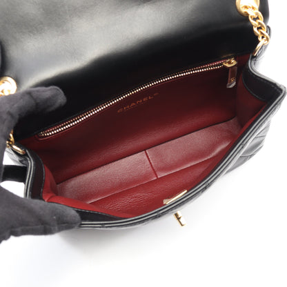 マトラッセ チェーンショルダーバッグ ラムスキン ブラック ゴールド金具 シャネル バッグ CHANEL
