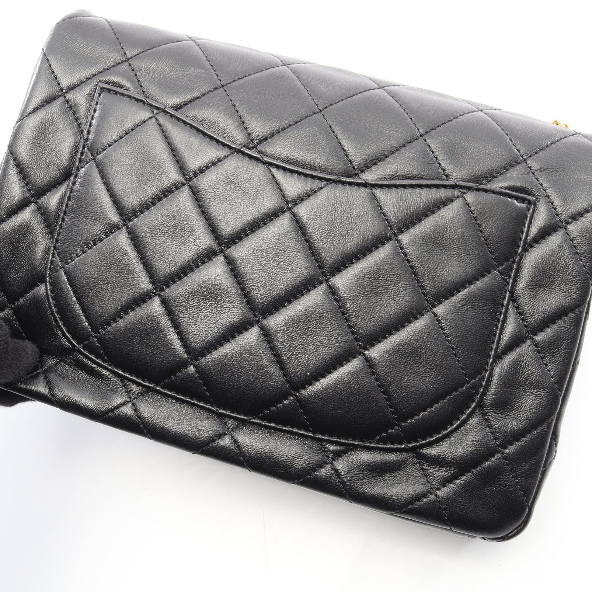 マトラッセ チェーンショルダーバッグ ラムスキン ブラック ゴールド金具 シャネル バッグ CHANEL