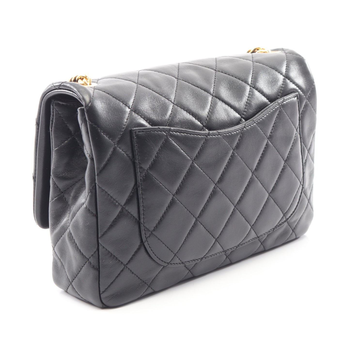 マトラッセ チェーンショルダーバッグ ラムスキン ブラック ゴールド金具 シャネル バッグ CHANEL