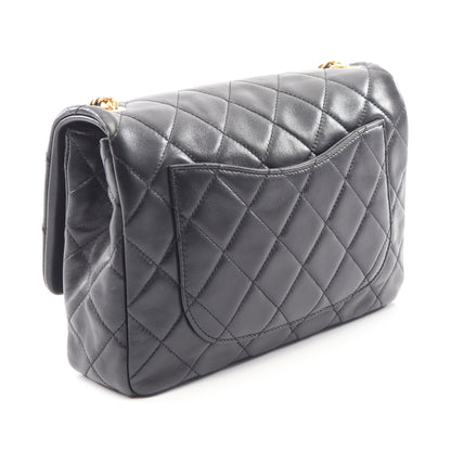 マトラッセ チェーンショルダーバッグ ラムスキン ブラック ゴールド金具 シャネル バッグ CHANEL