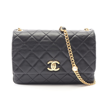マトラッセ チェーンショルダーバッグ ラムスキン ブラック ゴールド金具 シャネル バッグ CHANEL