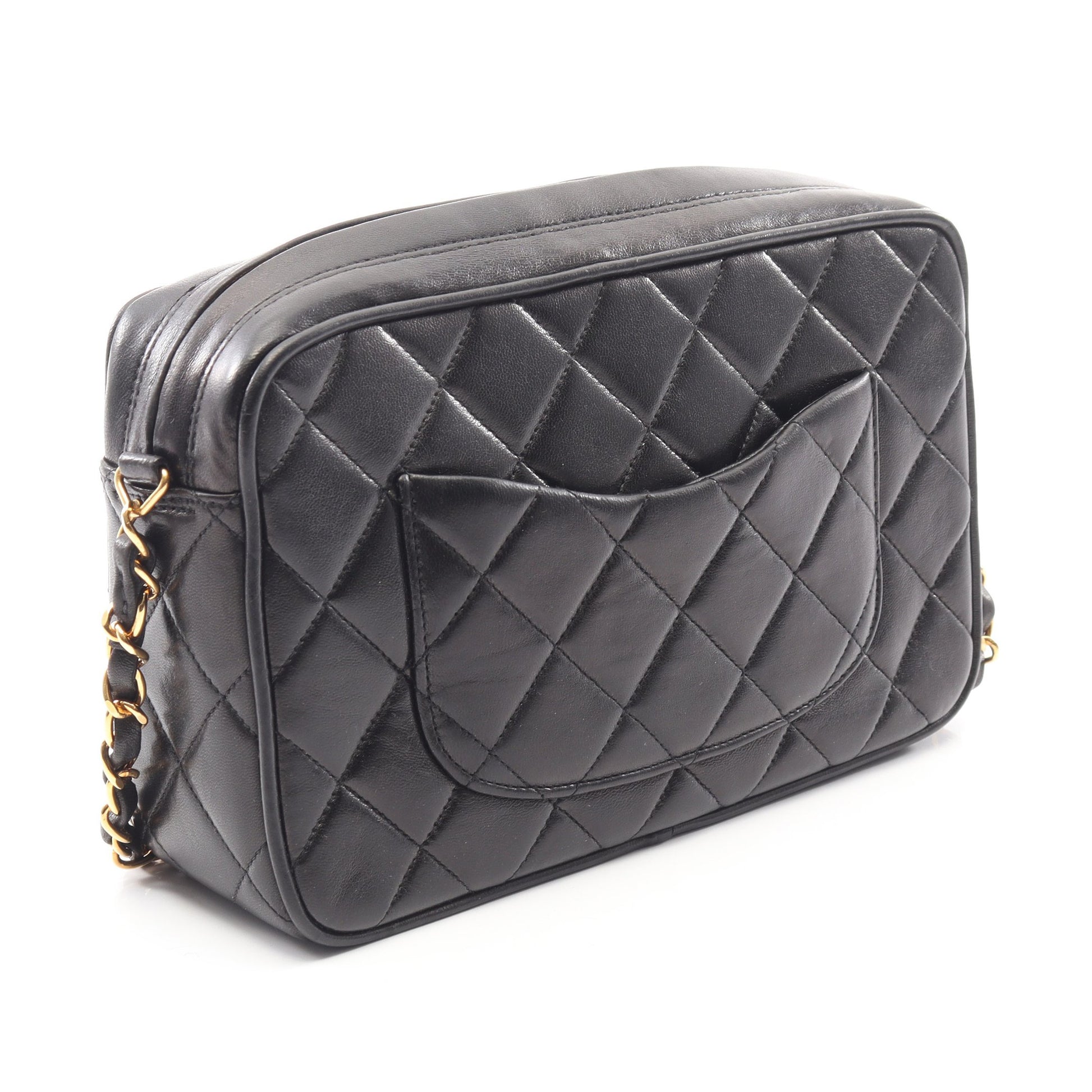 マトラッセ チェーンショルダーバッグ ラムスキン ブラック ゴールド金具 シャネル バッグ CHANEL