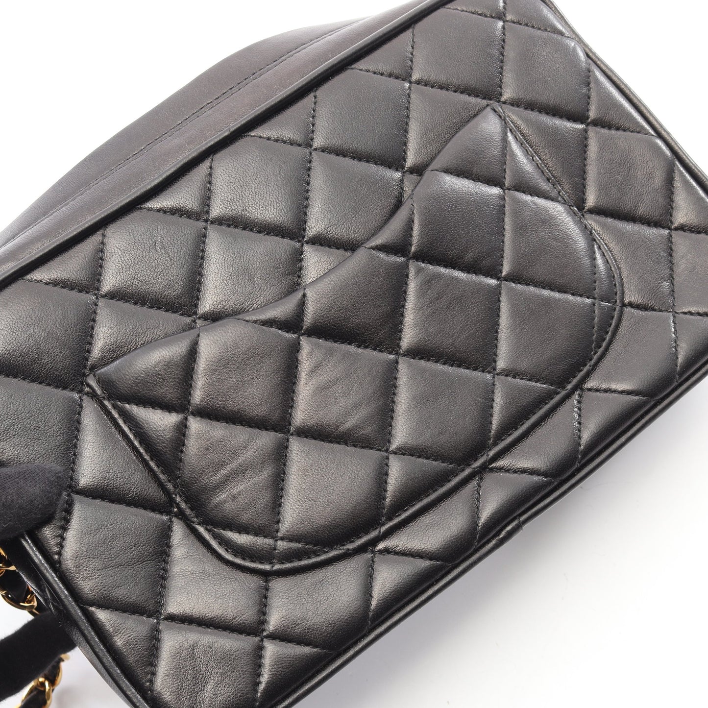 マトラッセ チェーンショルダーバッグ ラムスキン ブラック ゴールド金具 シャネル バッグ CHANEL