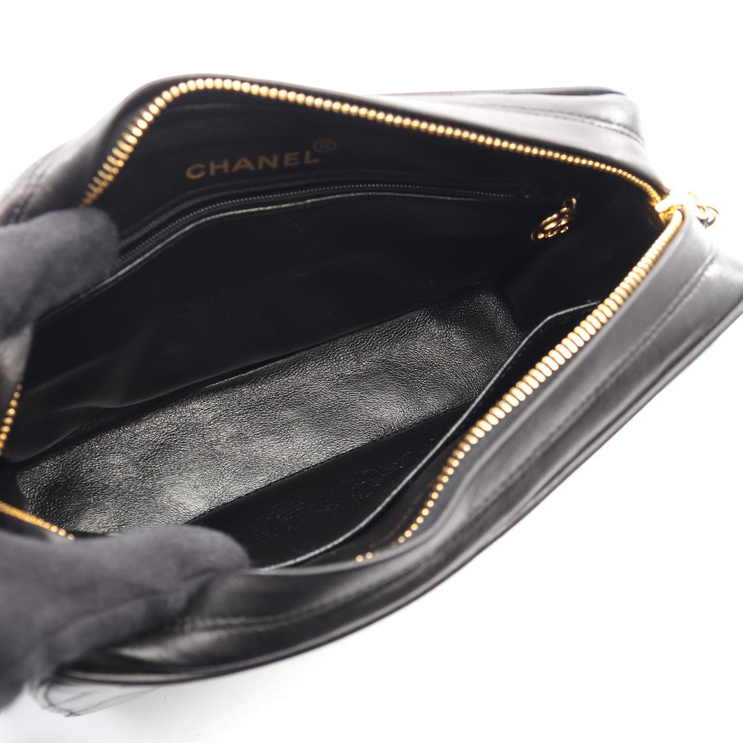 マトラッセ チェーンショルダーバッグ ラムスキン ブラック ゴールド金具 シャネル バッグ CHANEL