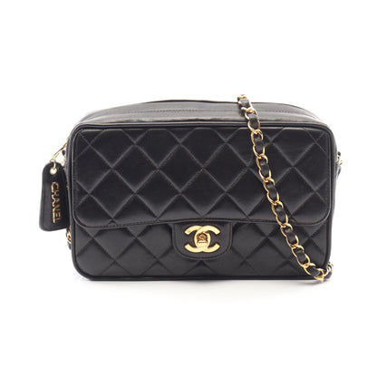 マトラッセ チェーンショルダーバッグ ラムスキン ブラック ゴールド金具 シャネル バッグ CHANEL