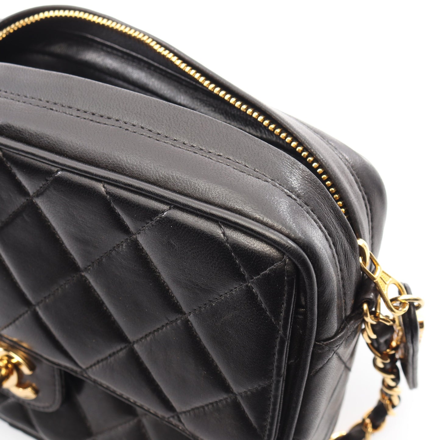 マトラッセ チェーンショルダーバッグ ラムスキン ブラック ゴールド金具 シャネル バッグ CHANEL