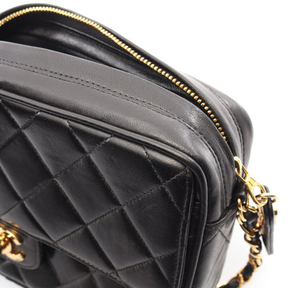 マトラッセ チェーンショルダーバッグ ラムスキン ブラック ゴールド金具 シャネル バッグ CHANEL