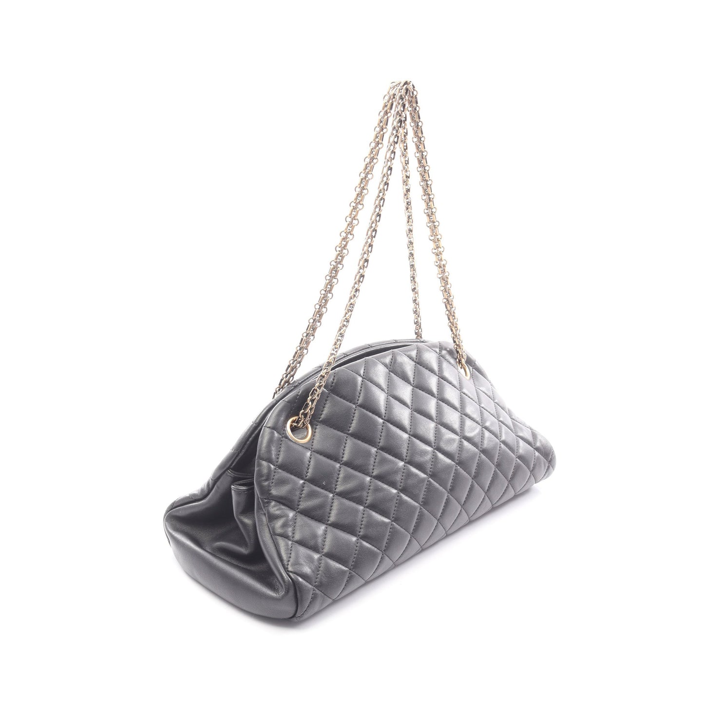 マドモアゼル ボーリングバッグ チェーンショルダーバッグ ラムスキン ブラック ゴールド金具 シャネル バッグ CHANEL