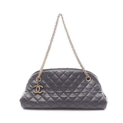 マドモアゼル ボーリングバッグ チェーンショルダーバッグ ラムスキン ブラック ゴールド金具 シャネル バッグ CHANEL