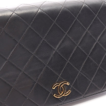 マトラッセ フルフラップ プッシュロック チェーンショルダーバッグ ラムスキン ブラック ゴールド金具 シャネル バッグ CHANEL